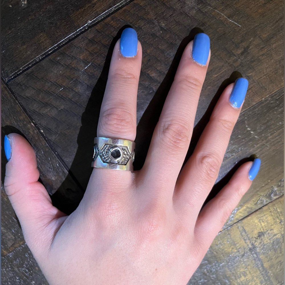 Sterling Silver and Onyx Women's Ring - Picture 2 of 9